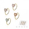 12PCS OF CZ PAVED HEART 316L SURGICAL STEEL O-RING NOSE HOOP BOX